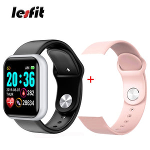 Lesfit Y68 Bluetooth Waterproof Digital Smart Watches Men Women Kids Smart Wristband Clock HR/BP Rate Smartwatch Fitness Tracker