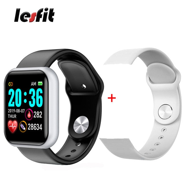 Lesfit Y68 Bluetooth Waterproof Digital Smart Watches Men Women Kids Smart Wristband Clock HR/BP Rate Smartwatch Fitness Tracker