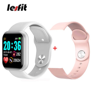 Lesfit Y68 Bluetooth Waterproof Digital Smart Watches Men Women Kids Smart Wristband Clock HR/BP Rate Smartwatch Fitness Tracker